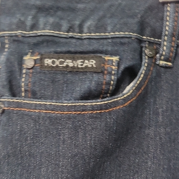 Rocawear Vintage Women's Dark Denim Shorts with Red Detailing Size 15 - Picture 8 of 11